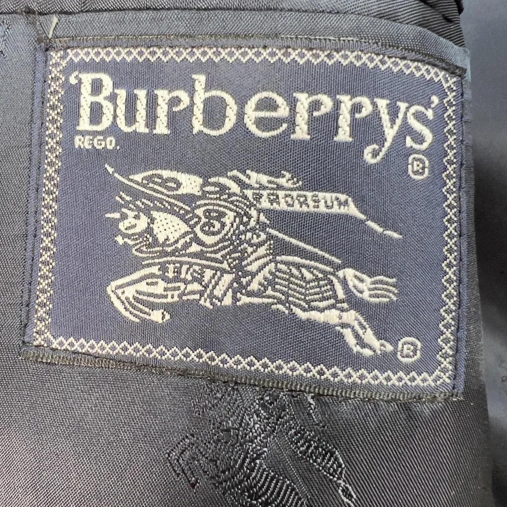 Vintage Burberrys Blazer Mens 46 Blue Wool Double Breasted Gold Button Made USA